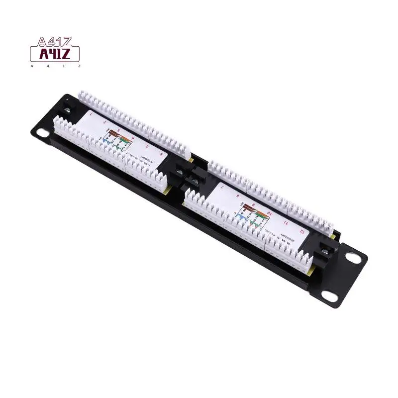 a41z-パッチパネル-12ポート-cat5e-10g対応-1u-ネットワークパッチパネル-utp-19インチ-壁掛けまたはラックマウント-パンチダウンブロック-cat5e用