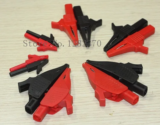 [SA] cl4258, cl4262, cl4263 small - medium - large red and black alligator clip 4mm plug each one pair --5set/lot
