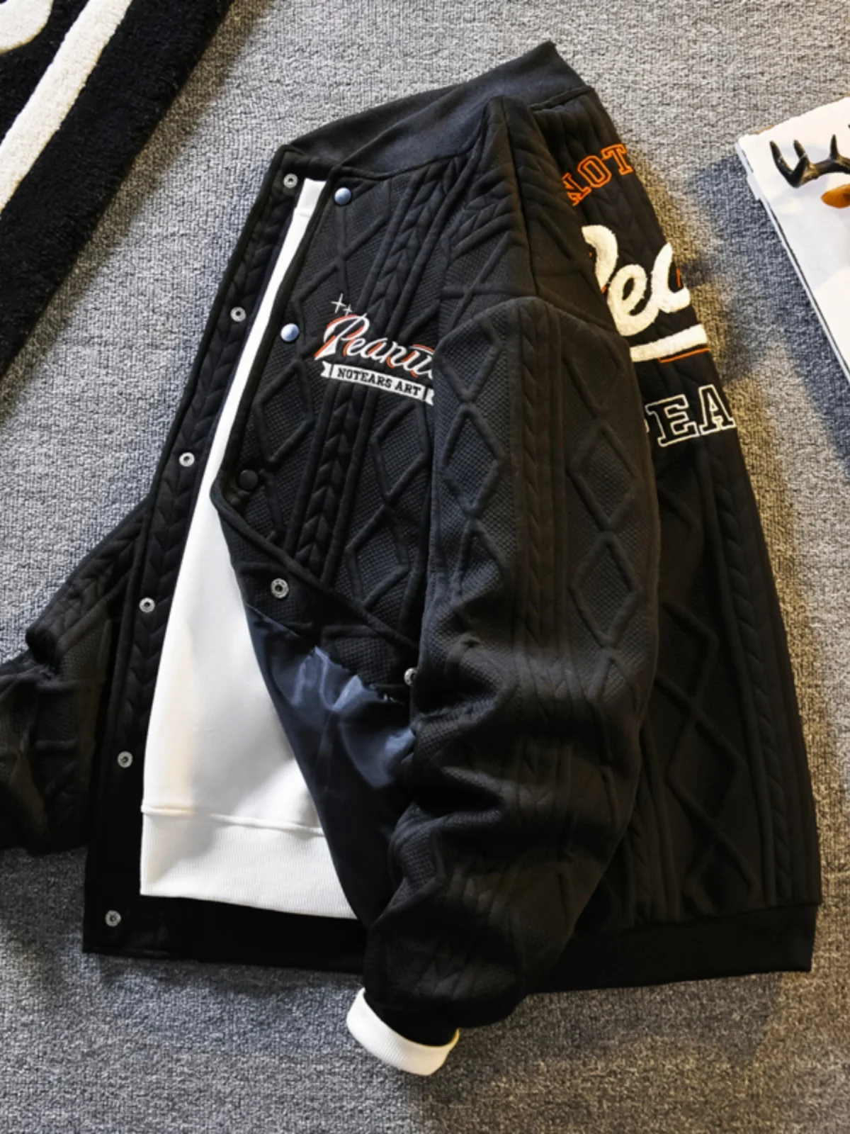 

American Retro Knitted Baseball Jaet Men's Trendy Loose Casual Jaet Early Autumn High Street Vibe Coat Youth Sle