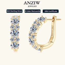 Anziw 2,76 CTTW Pendientes de moissanita para mujer, aretes de aro de Plata de Ley 925 de lujo, para fiesta de boda, regalos de joyería nuevos, 2024