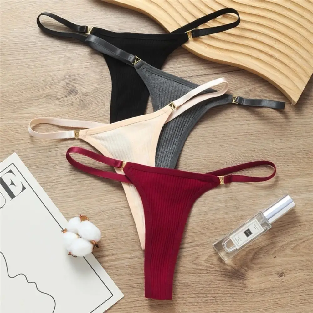 Pink Red Seamless Breathable Elastic Smooth Simple Korean Style Thongs Nylon T-Pants Low Waist Briefs Women Thread Panties