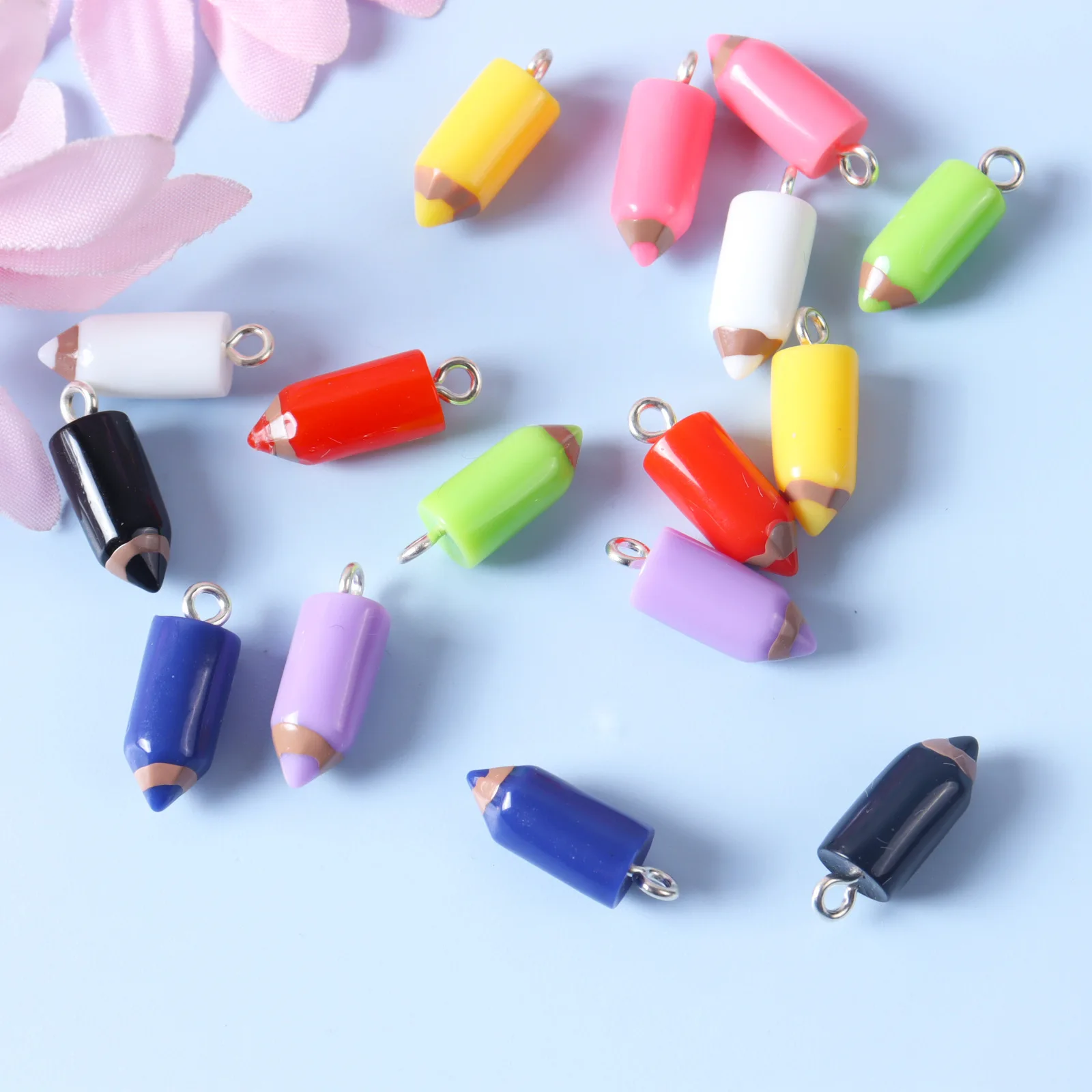 20pcs Colorful Pencil Charms Resin Pencil Shape Charms Pendants DIY Keychain Earrings for Jewelry Making Accessories
