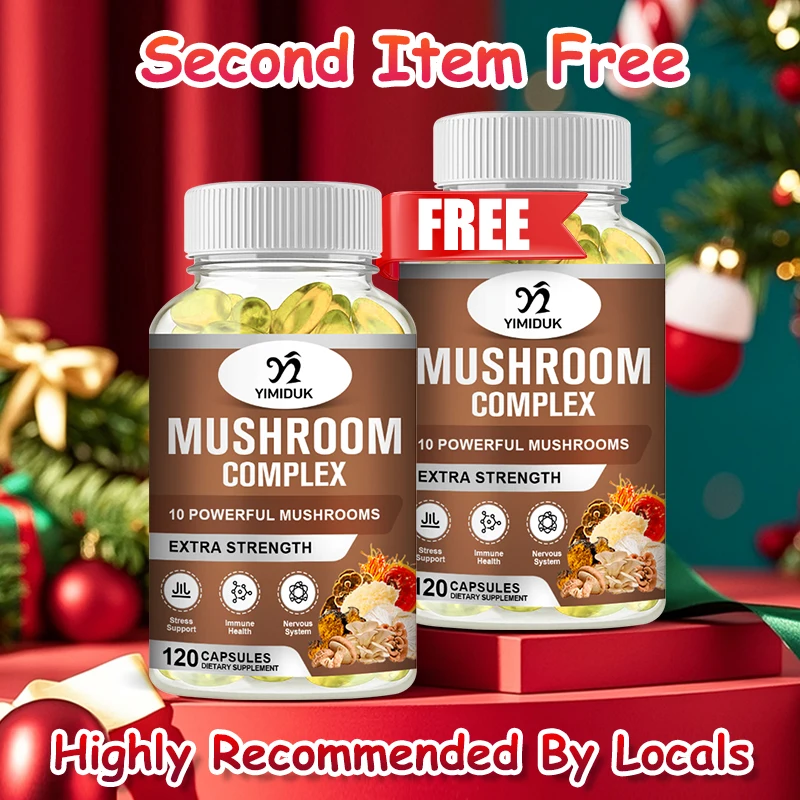 

Natural Organic Mushroom Complex Capsules, with Cordyceps, Support Memory And Focus, Nervous System, Immune Health, Women & Men