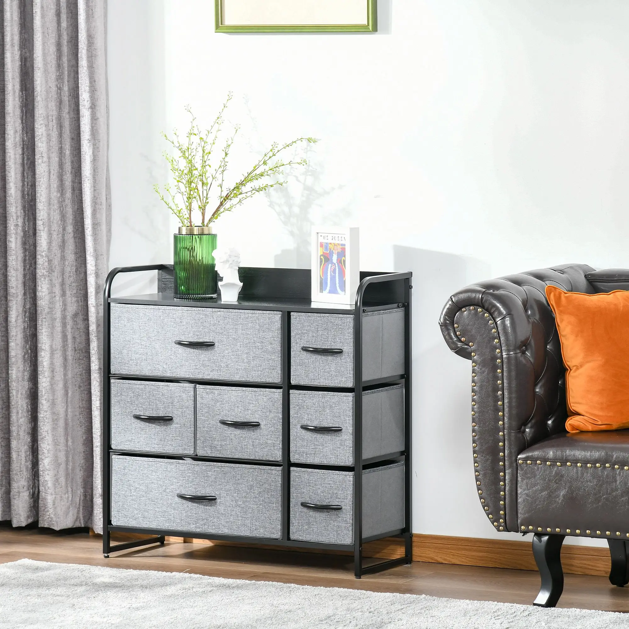 

7 Drawer Dresser Organizer, Fabric Dresser Tower for Bedroom, Hallway Grey