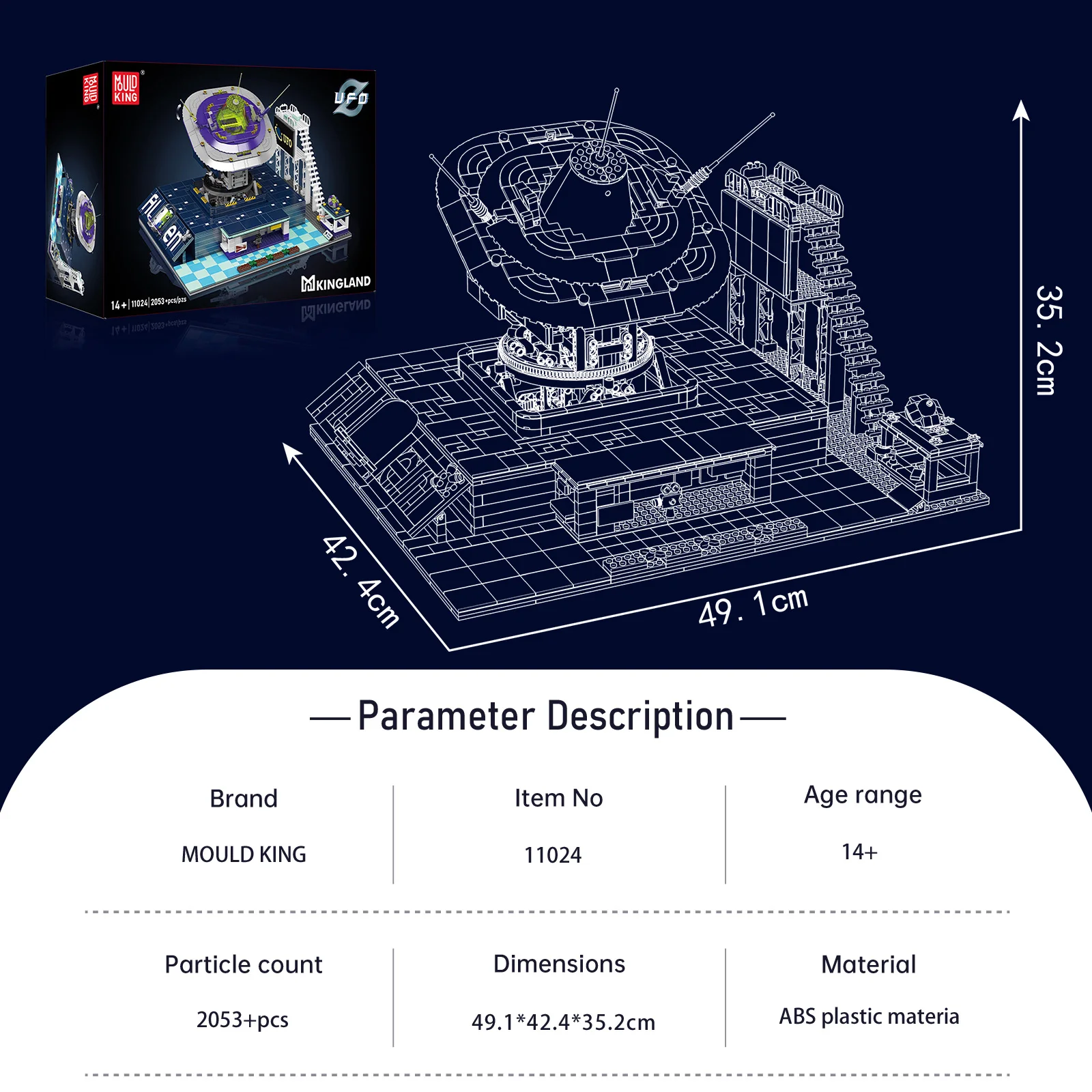 MOLD KING Stazione di monitoraggio UFO alieno 11024 Set di blocchi di costruzione RC Giocattolo tecnico con telecomando per bambini Regalo di Natale