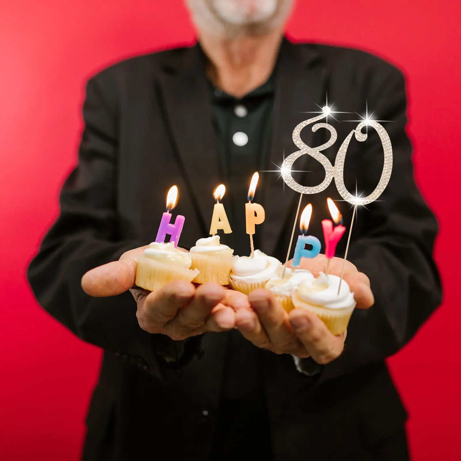 

80Th Birthday Cake Topper Glitter Rhinestone Alloy Insert Party Decoration Crystal Birthday Cake Ornament Insert