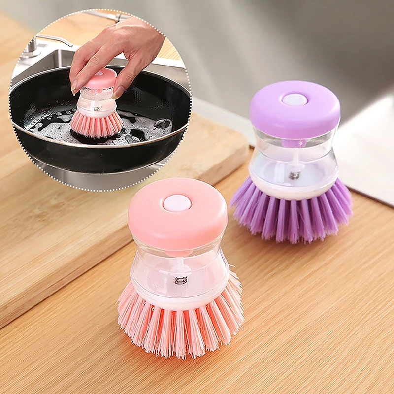 Kitchen Wash Pot Dish Brush Washing Utensils With Washing Up Liquid Soap Dispenser Household Kitchen Cleaning Accessories