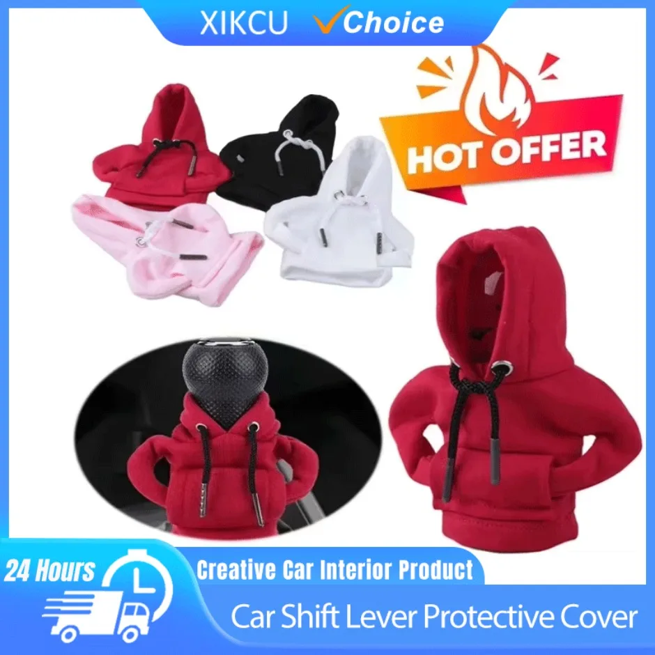 Universal Car Gear Shift Washable Hoodie Cover Decoration Car Shift Lever Handle Kit Creative Funny Car Interior Accessories