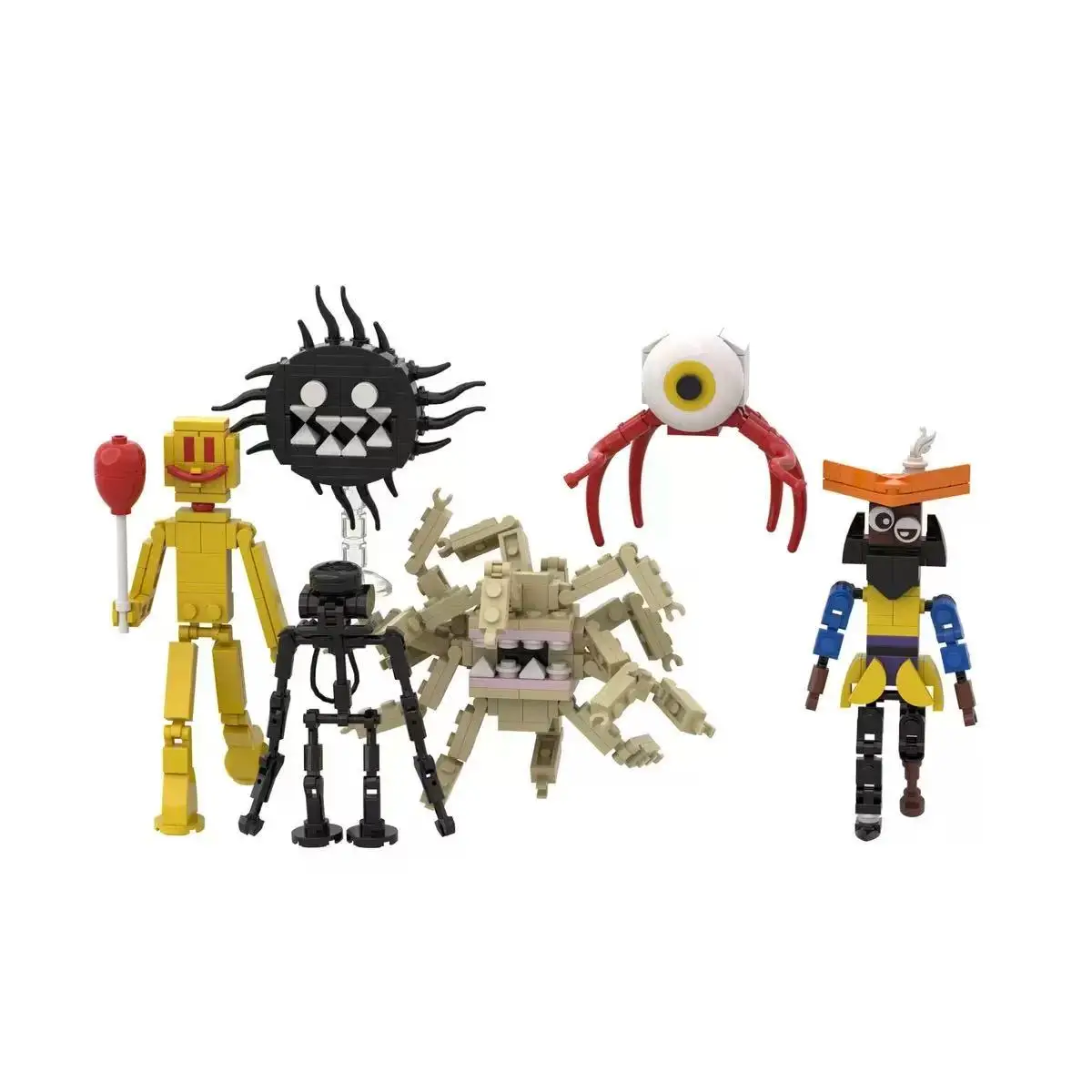 6-IN-1 Horror Game Bacteria Monster Building Blocks Figures Partygoers Dark Room Cable Man Model DIY Bricks Toys For Xmas Gifts