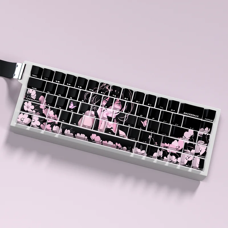 Reze Themed Keycaps Chainsaw Man Anime Keycaps Bomb Compatible 60/63/64/68 Magnetic Axis Keyboard Thermal Sublimation Pbt Factor