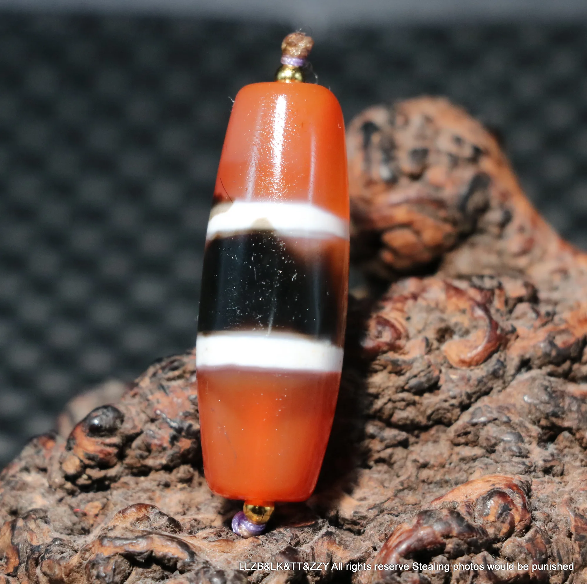 Power Tibetan Old Agate 2 Line Healer Medicine dZi Bead  LKbrother Talisman UPD210202A6