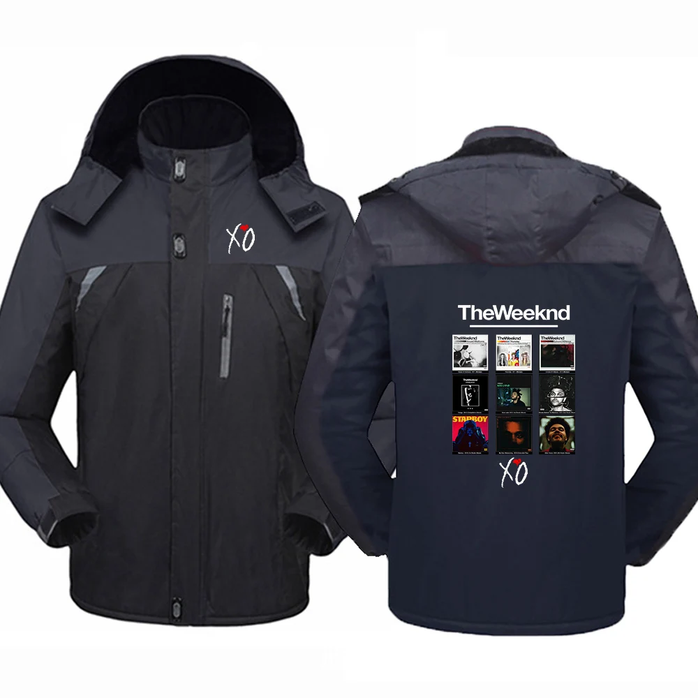 2025 Autumn And Winter The Weeknd Album Cover Graphic Man's Thicken Warm Zipper Windbreaker High Quality Leisurer Jacket Coat
