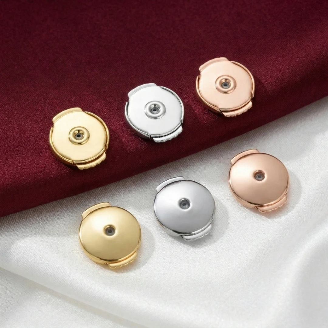 2 Paris 18K Gold Plated Screw Earring Backs Stopper Locking Earring Backs Replacements for DIY Diamond Studs Droopy Ears No Fade