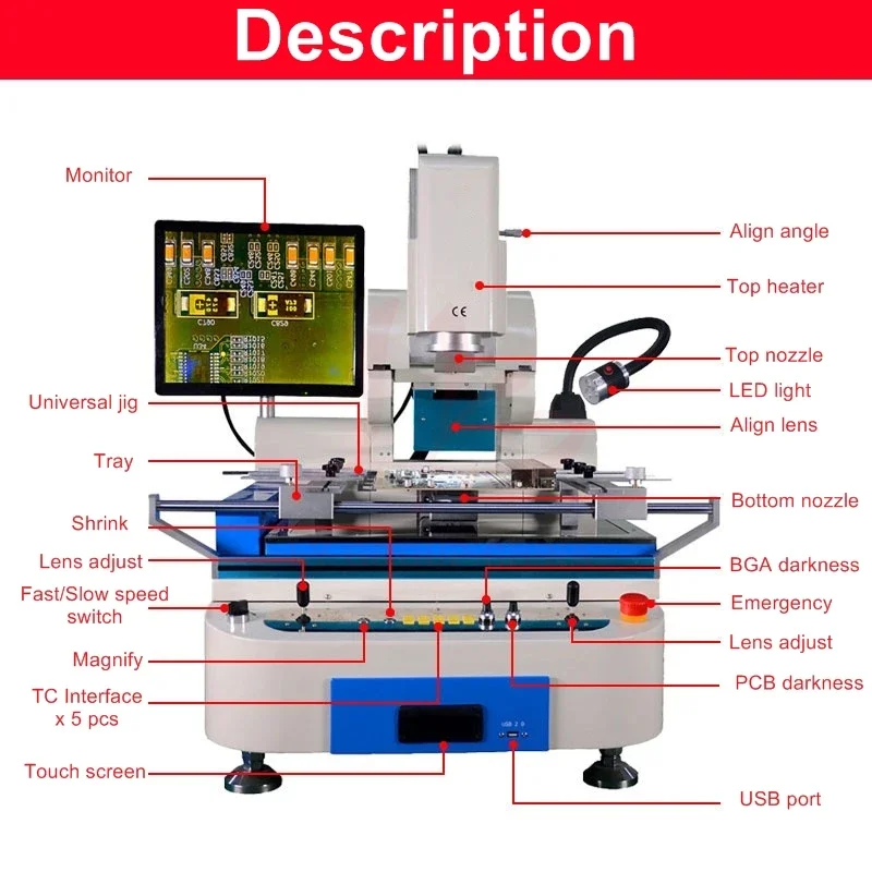 Hot Air Optical Alignment Rework Soldering Station LY G900A 3 Zones 8400W Industrial BGA Machine for Mobile Chip Repairing Tools