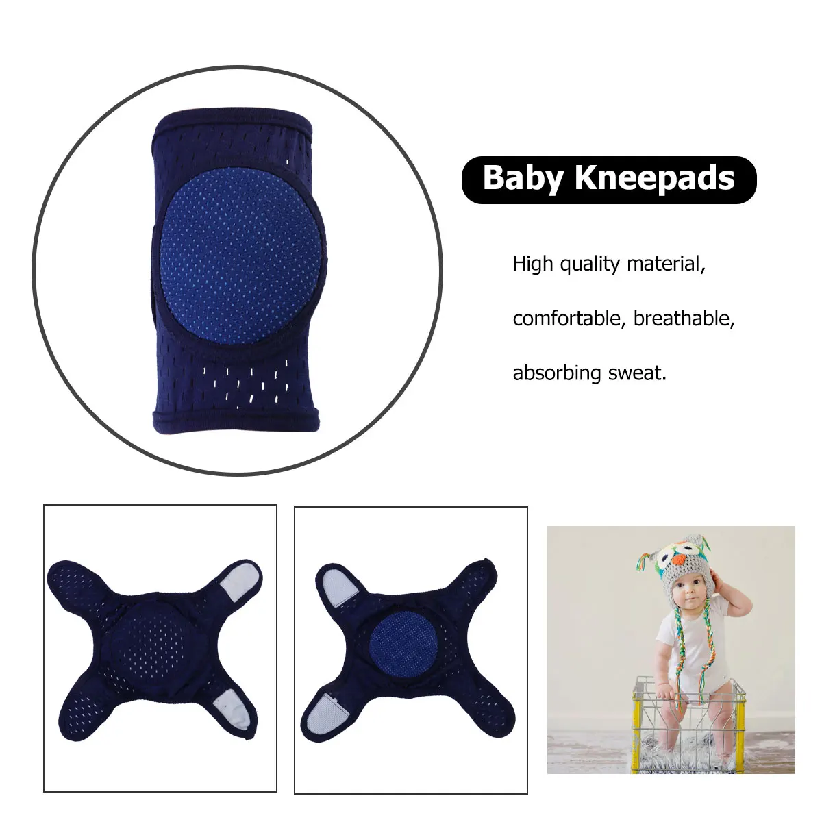 

Thin Knee Pads Baby Boys Children Toddlers Infant Crawling Protector Adjustable Breathable Kneepads Health Care Comfort