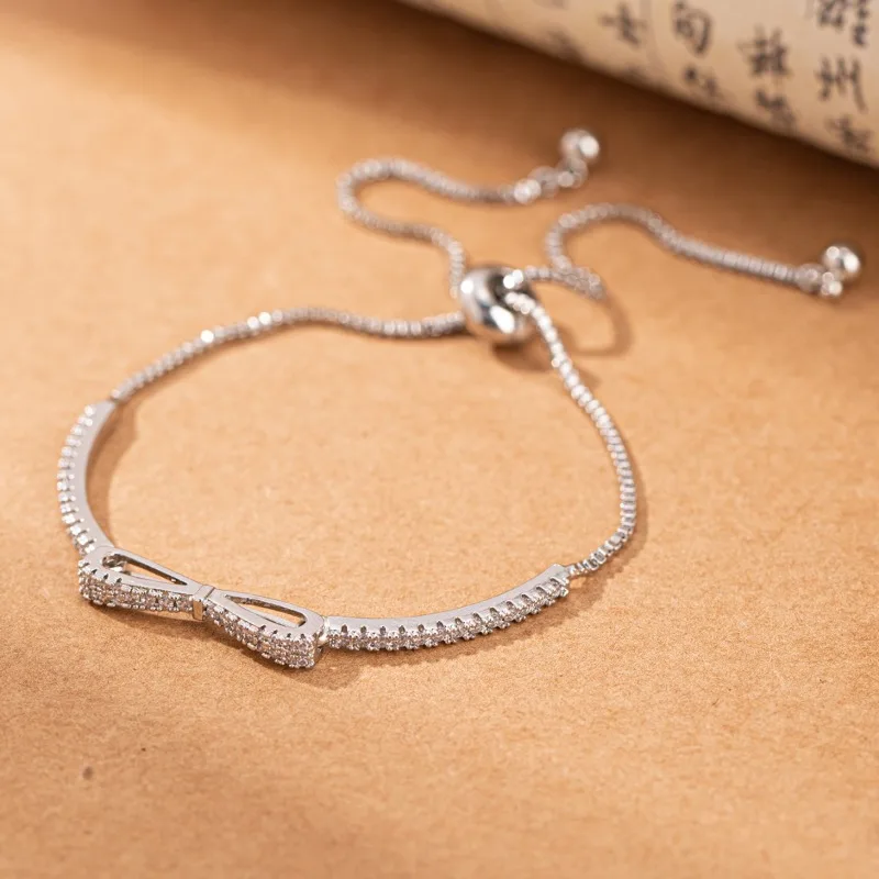 1 piece trendy light luxury bow bracelet double layer drawstring chain bow design eye catching and adjustable