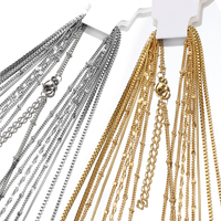 10pcs 5pcs Stainless Steel Bead Chain Necklace Chains for DIY Jewelry Making Findings 45cm+5cm Chain with Lobster Clasps No Fade