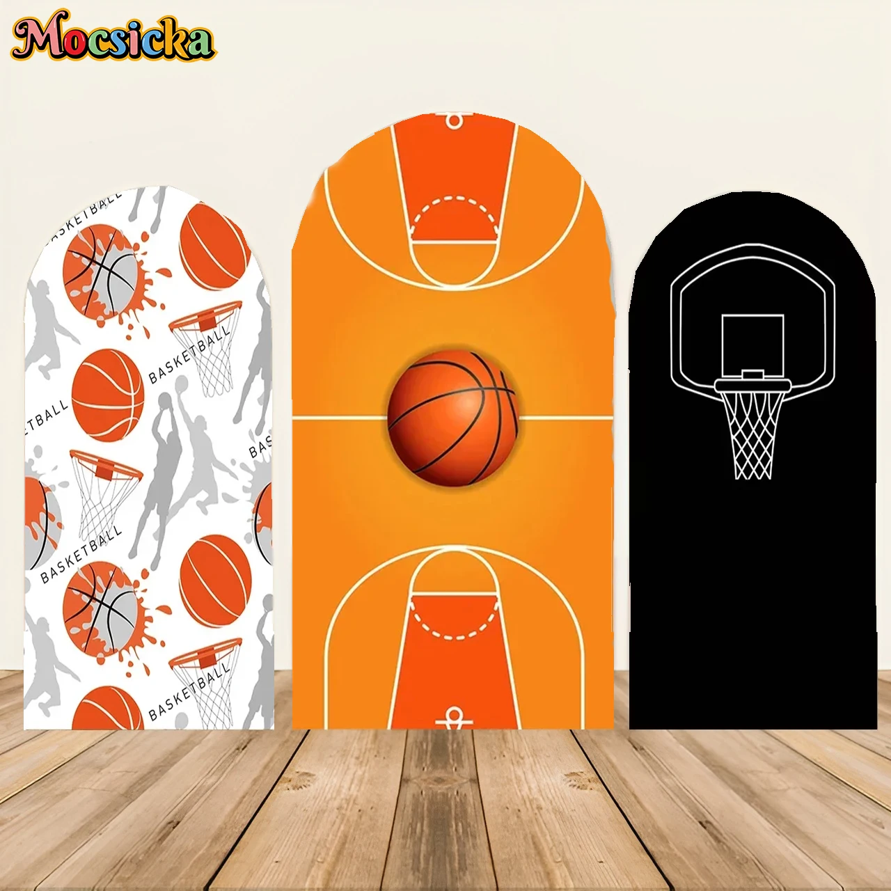 Mockika ديكور استحمام الطفل كرة السلة غطاء خلفية مقوس خلفية قوس الرياضة حفلة عيد ميلاد حفل التخرج الصورة