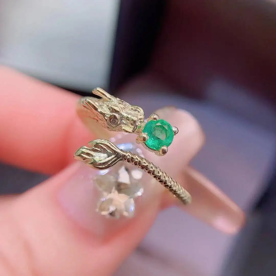 KJJEAXCMY New Jewelry Natural Women's Emerald Ring 925 silver inlay Colorful and splendid Crystal pure fire flash explosion