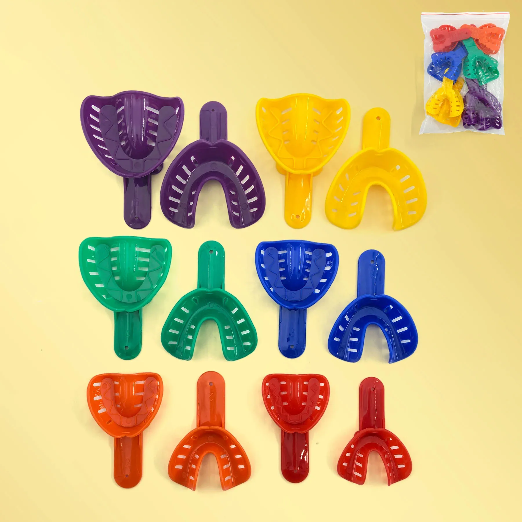 12Pcs/setDental Impression Trays Disposable Plastic Teeth Holder Dentist Materials For Adult And Children Oral Care Tools