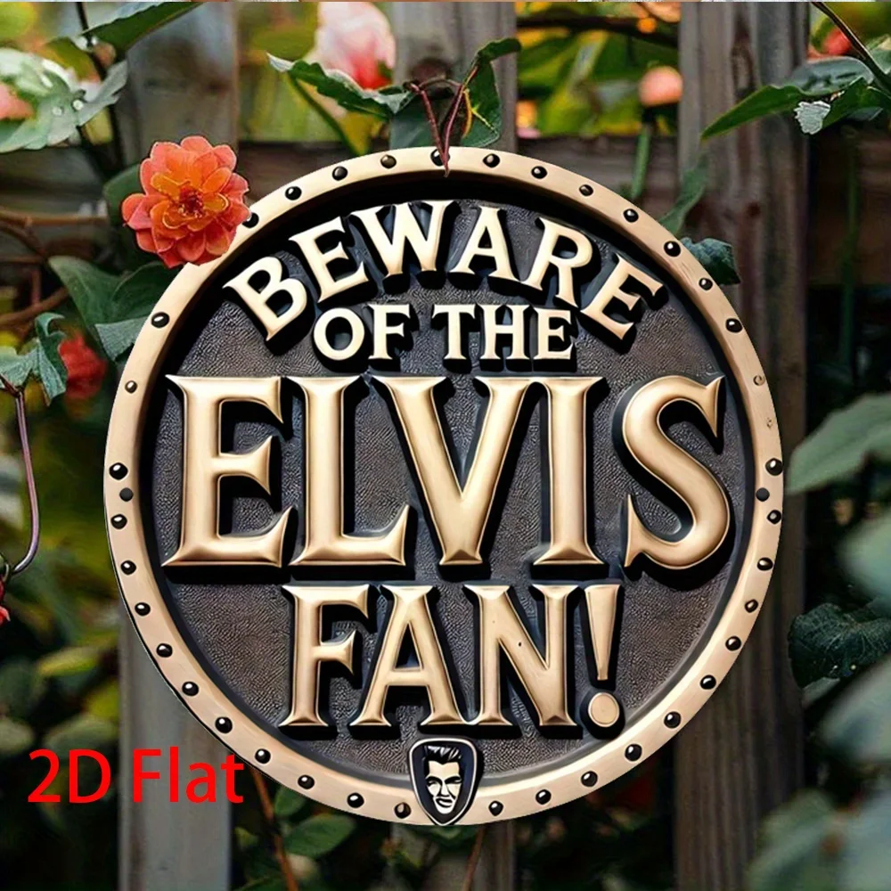 Novelty Elvis Fan Warning Vintage Tin Wall Sign