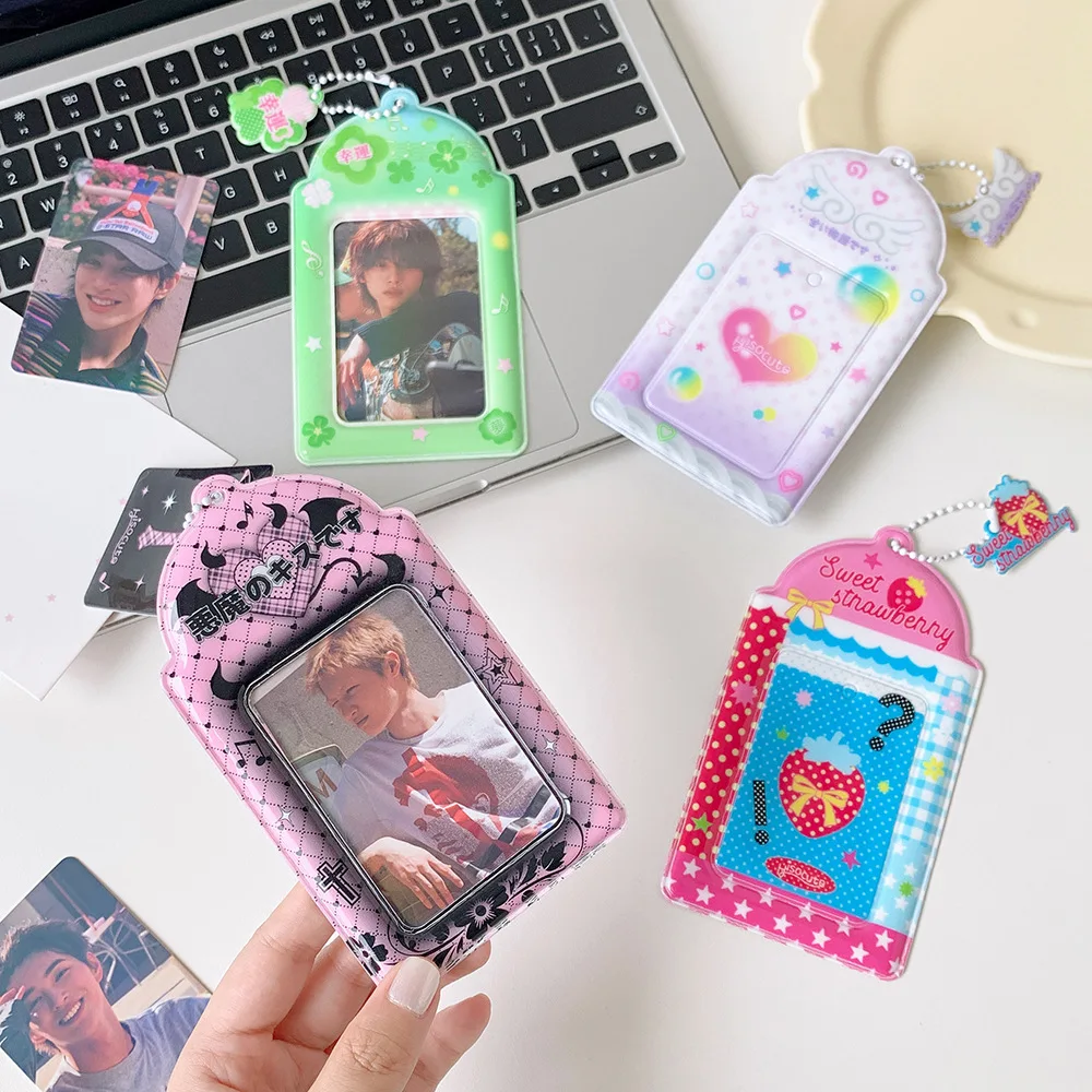 Sweet Girl Cartoon Heart Hollow 3 Inch Card Holder Kpop Photocard Display Case Transit Card Pouch view 2
