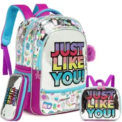 Kids School Bag for Girls Backpacks for Elementary Kindergarten Students Travel Bag with Lunch Box Pencil Case for Girls