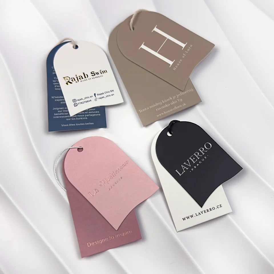 Custom Brand Logo Stamping Specialty Paper Texture Swing Tag Clothing Hang Tag Garment Accessories