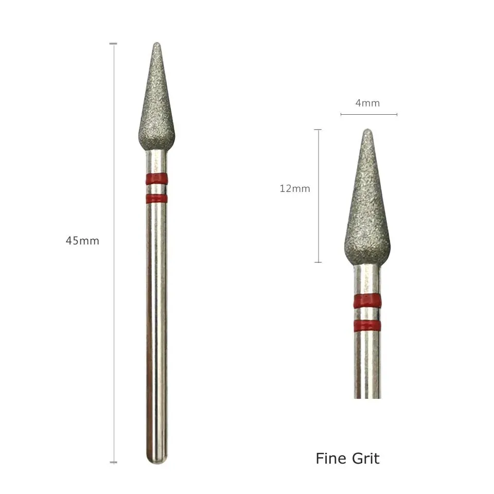 HYTOOS 콘 네일 드릴 비트, 파인 다이아몬드 큐티클 클린 버, 러시안 밀, 전기 매니큐어 드릴, 손톱 액세서리 도구
