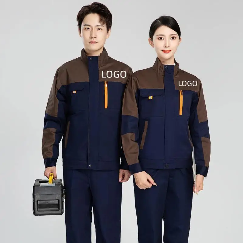 Spring Autumn Long Sleeved Workshop Work Clothes Set Men Factory Mechanical Repair Clothing Print LOGO Construction Site Jacket