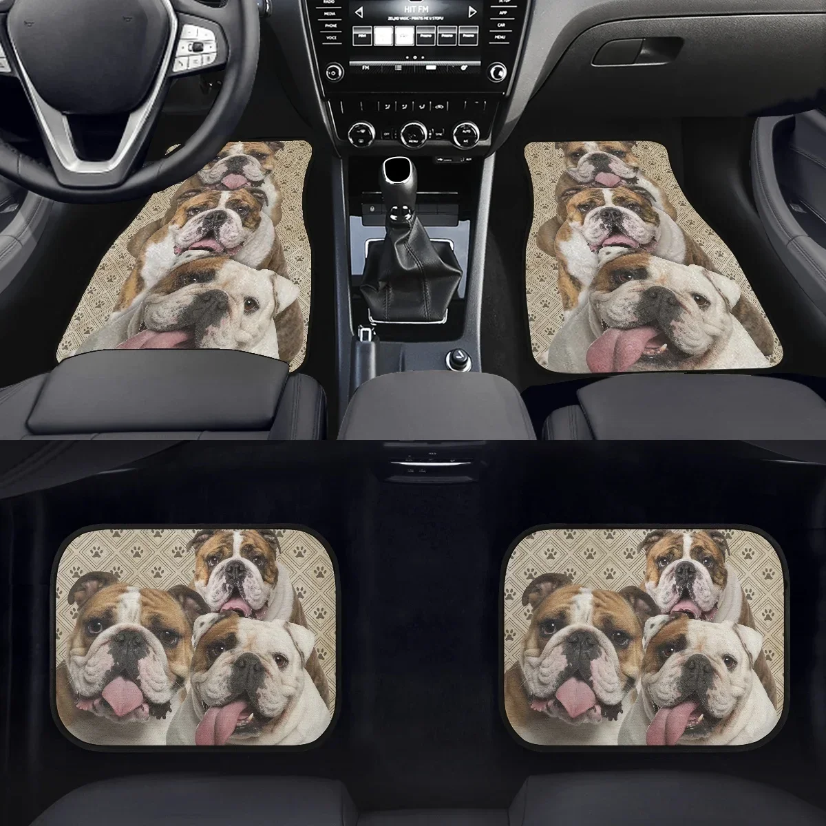 Kawaii Pug Pattern Car Floor Mat Cartoon Print for Van SUV Truck Decoration Universal Non-slip Floor Mat Vehicles Accessory New