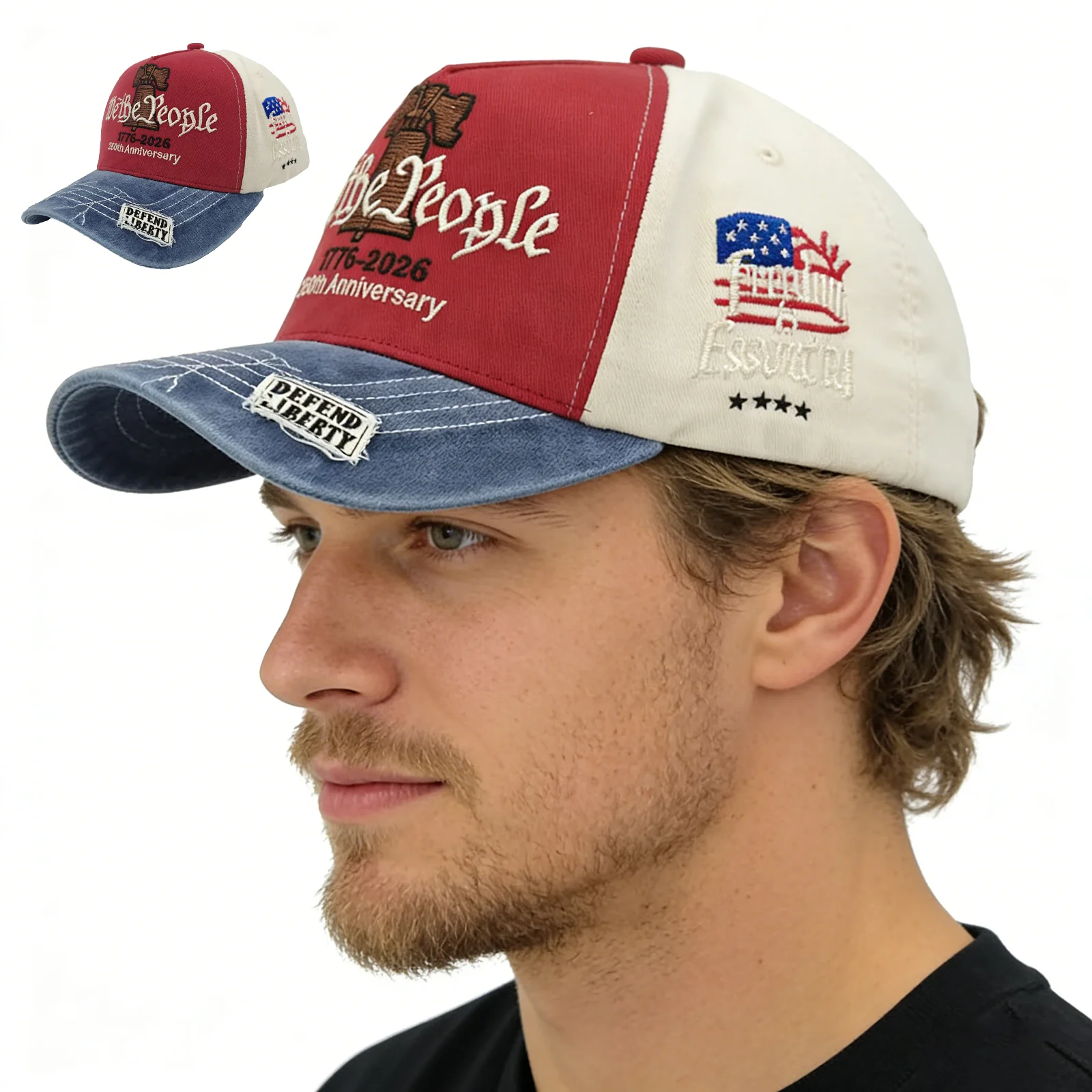 250th Anniversary Ball Cap, Embroidered American Independence Day Sunshade Baseball Cap, Outdoor Hat, Unisex Baseball Caps