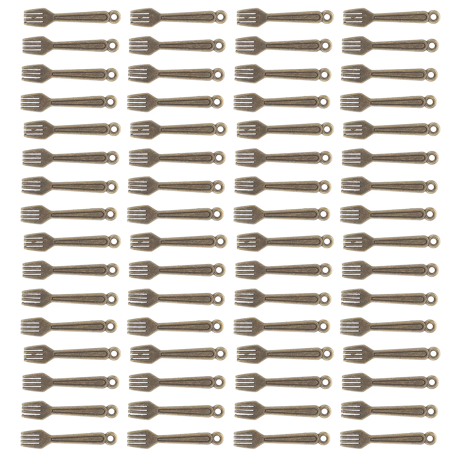 

100pcs Alloy Simulated Tableware Mini Fork Pendant Vintage Cutlery Charm Necklace Bracelet Jewelry Making Charms