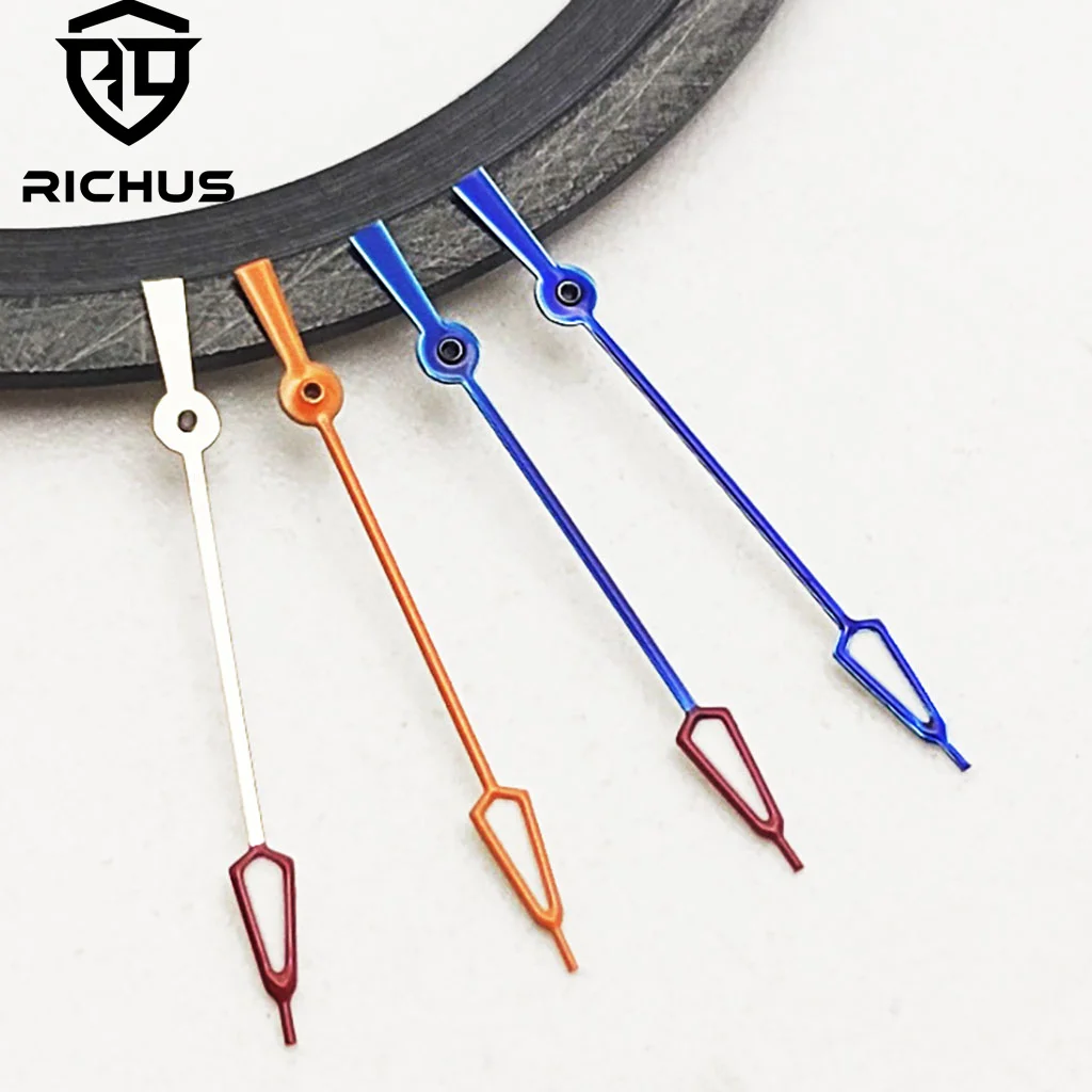 RICHUS Blue/silver/orange watch hands Second hand green luminous fit NH34 NH35 NH36 ETA2824 2836 Miyota8215-DG Movement