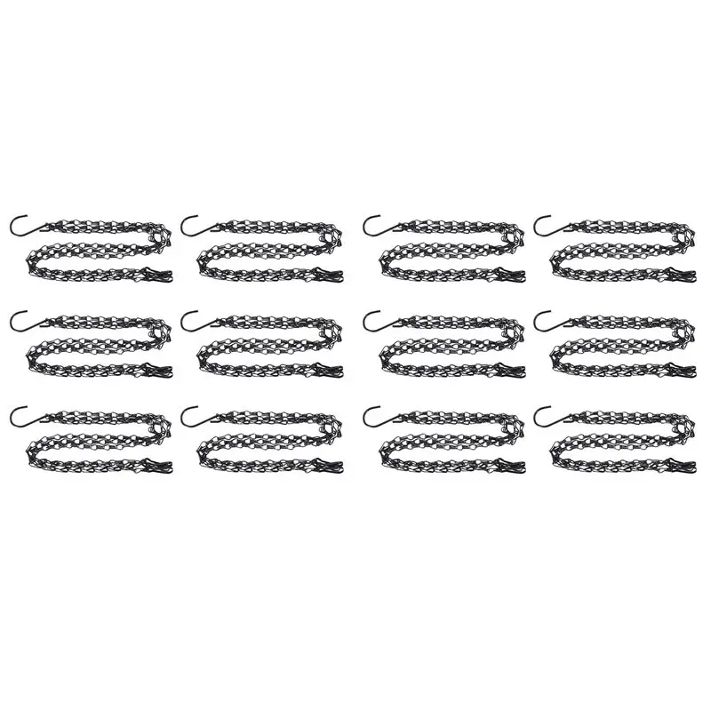 ABJN-12 Pack Hanging Chain, HEAVY DUTY 50Cm Hanging Flower Basket Replacement Chain -3 Point Garden Plant Hanger