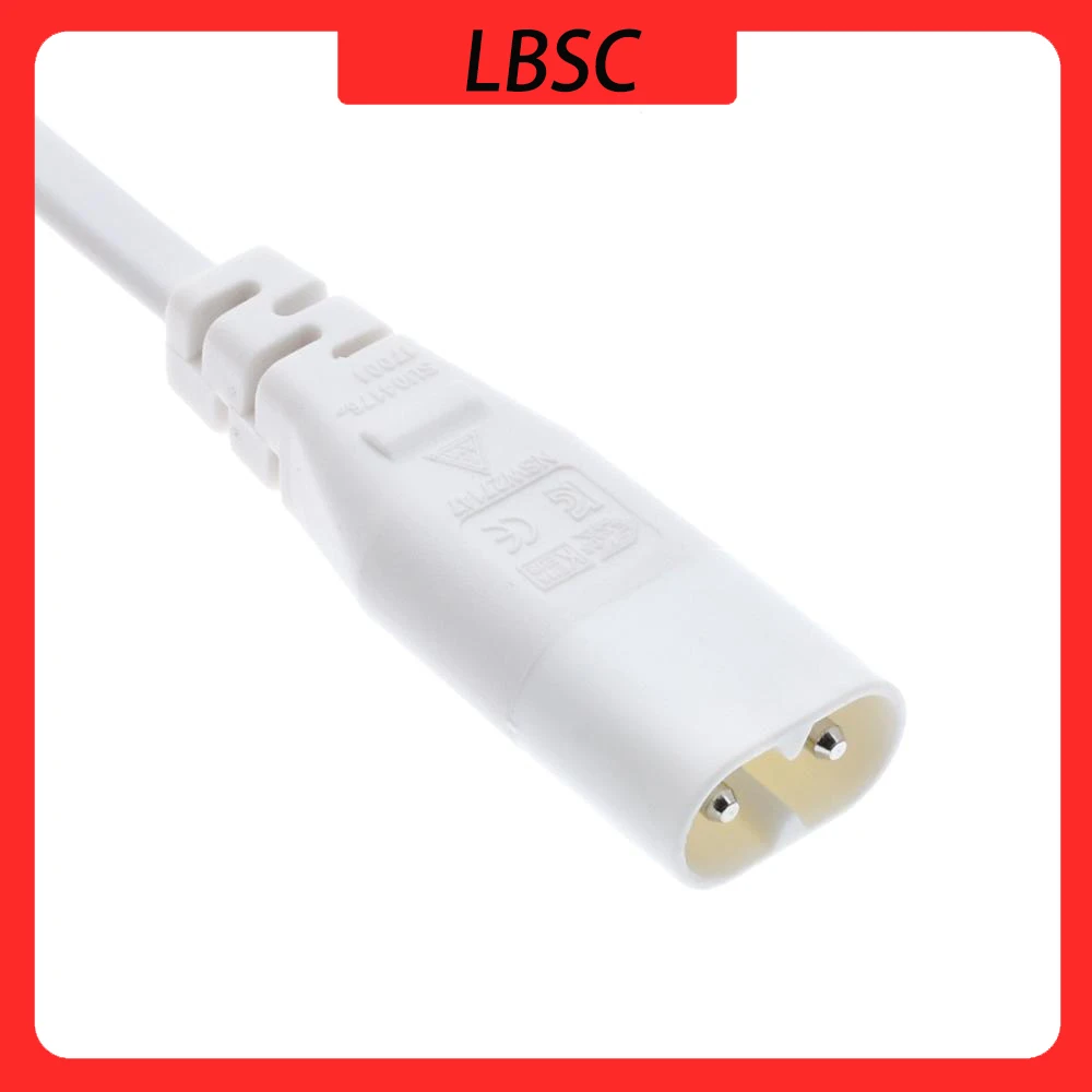 IEC 60320 C8 Plug to C7 Receptacle Male to Female Extension Power Supply Main Adapter Cable White Color