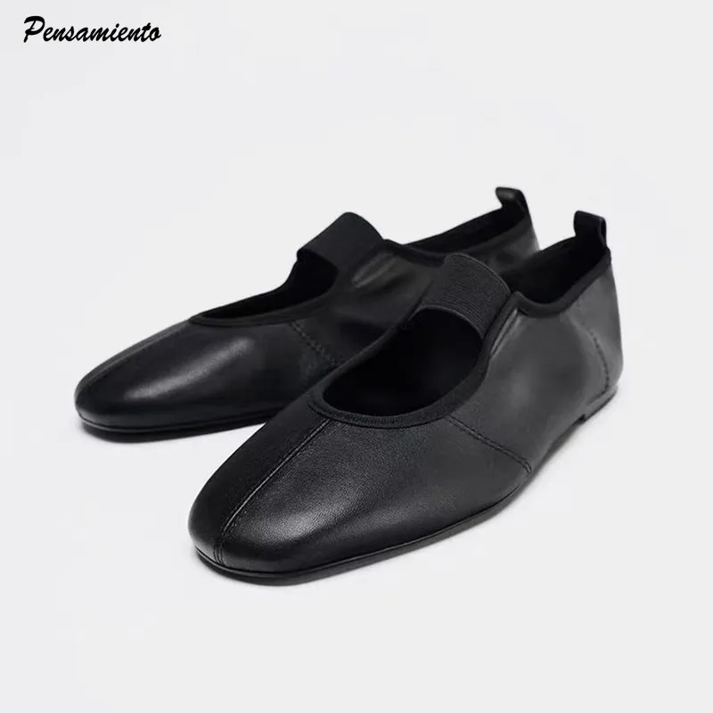 

Ins стиль, модные женские балетки на плоской подошве с эластичным ремешком, удобные кожаные прогулочные лоферы Мэри Джейн на мягкой подошве для танцев