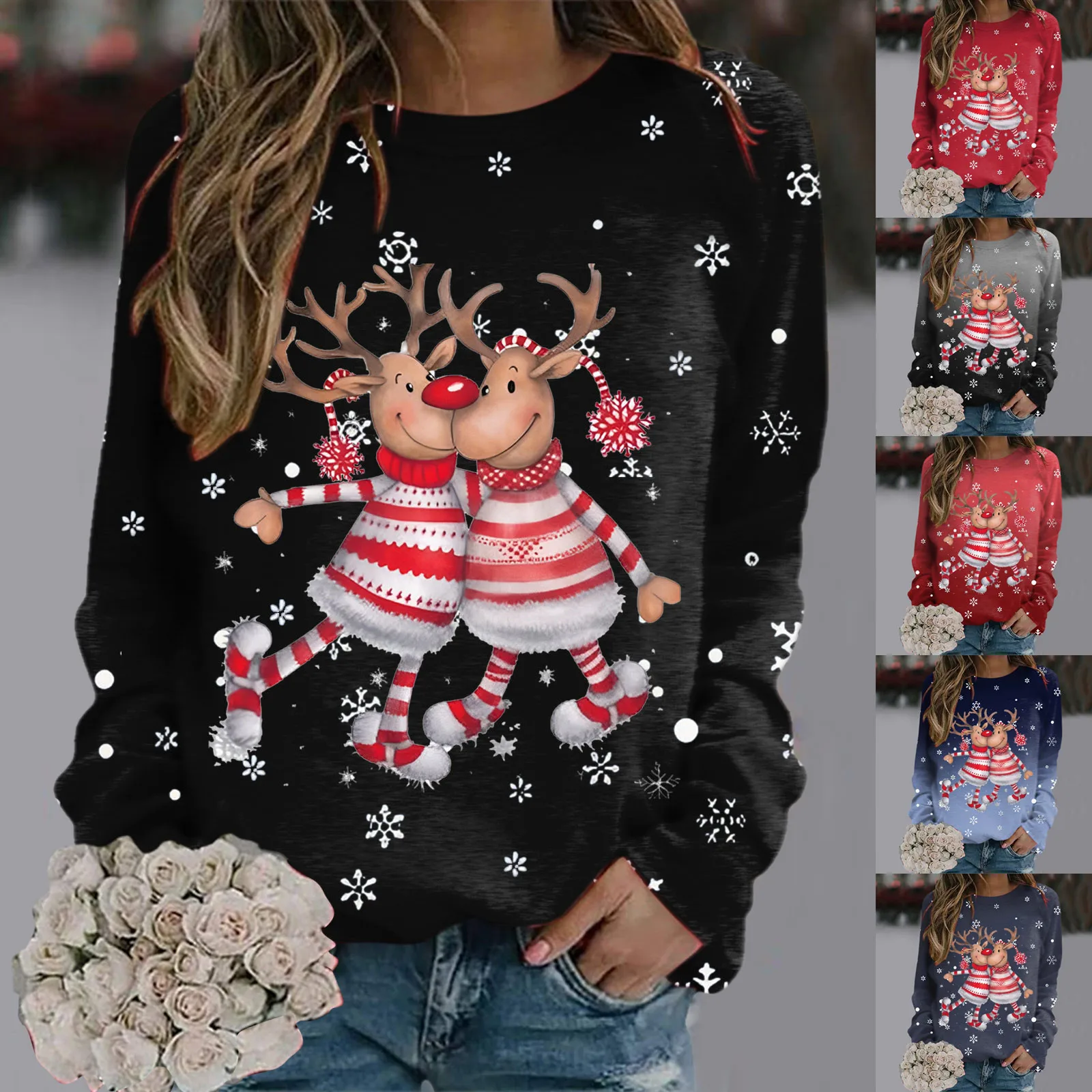

Hoodie Womens Oversized Women Long Sleeve Sweatshirt Casual Crew Neck Pullover Christmas Sweatshirt Hoodie Two Piece