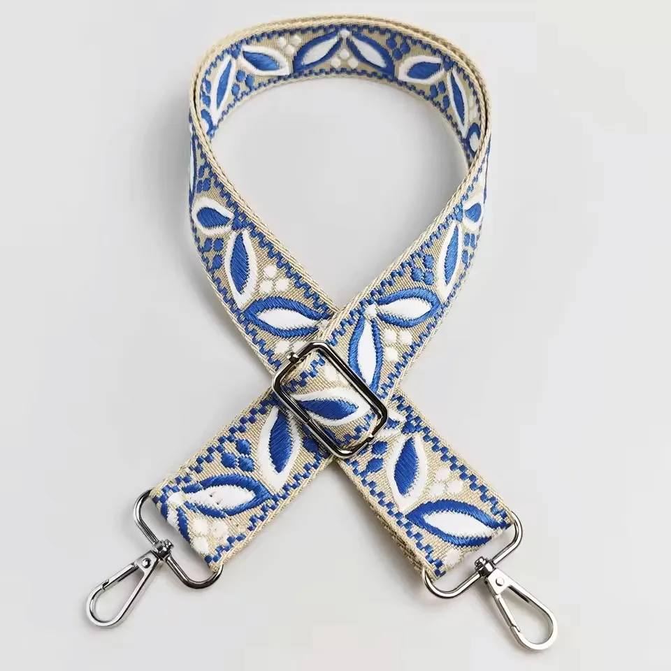 1 Stück 1,50 Zoll breiter, verstellbarer Handtaschenriemen, Ersatz-Umhängegurt, Schultergurt mit Magnolienmuster, Jacquard-Riemen – Detail 7