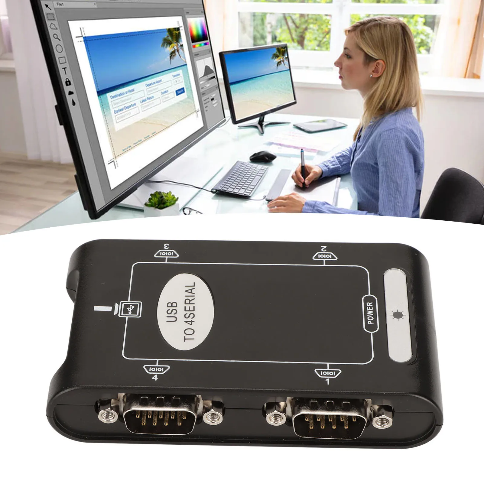 

COM Serial Port Cards USB to Serial Adapter 4 RS232 Port COM Reserve Feature DB9 Compact USB to RS232 Adapter for Windows 10 8 7