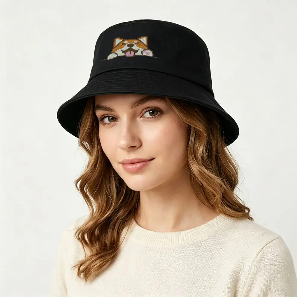 2026 Ramen Sushi Corgi Dog Bucket Hat for Unisex Summer Distressed Washed Floppy Hat UV Protection for Outdoor Fishing Hats