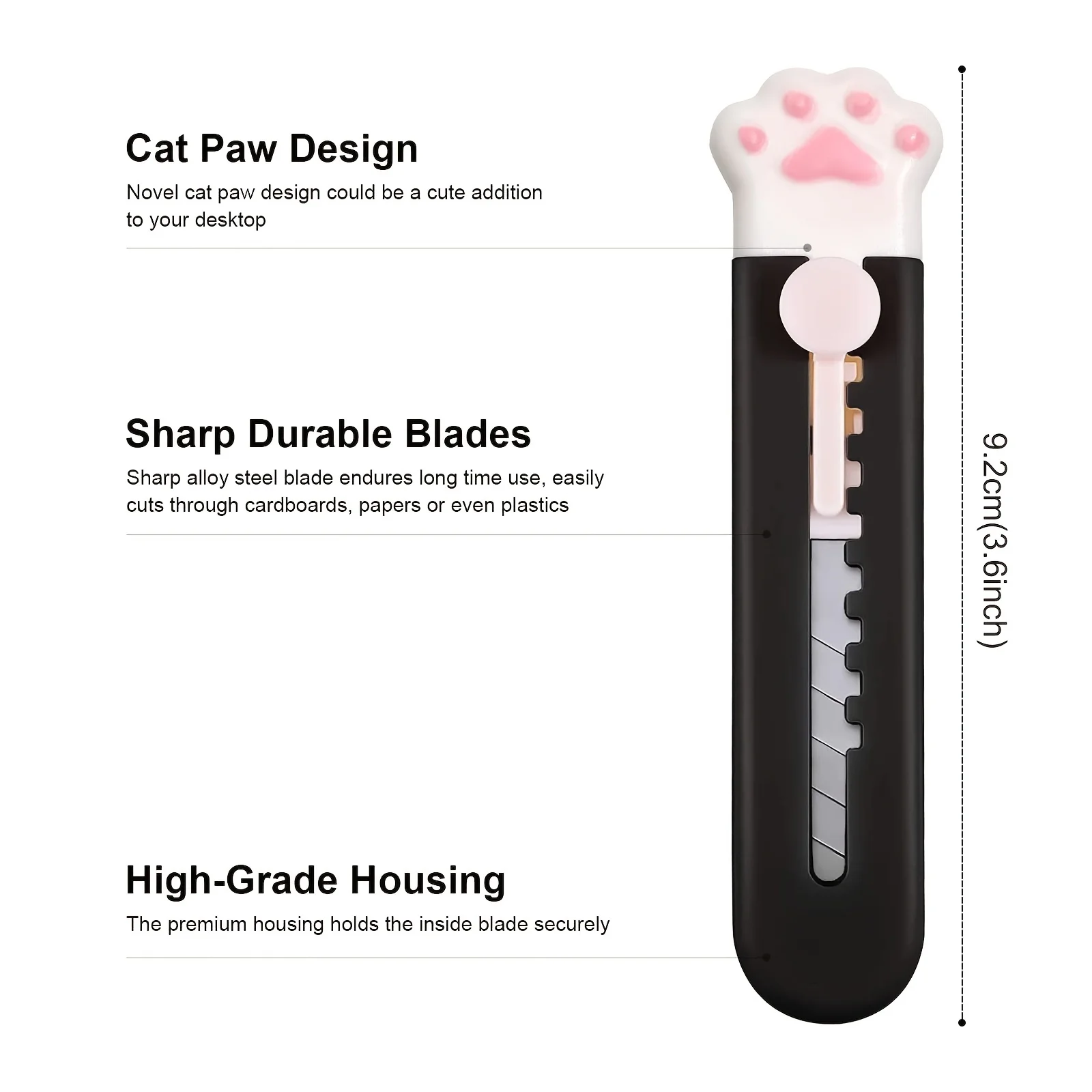 Cute Cat Paw Sharp Box Cutters, Utility Knife, 3Pcs