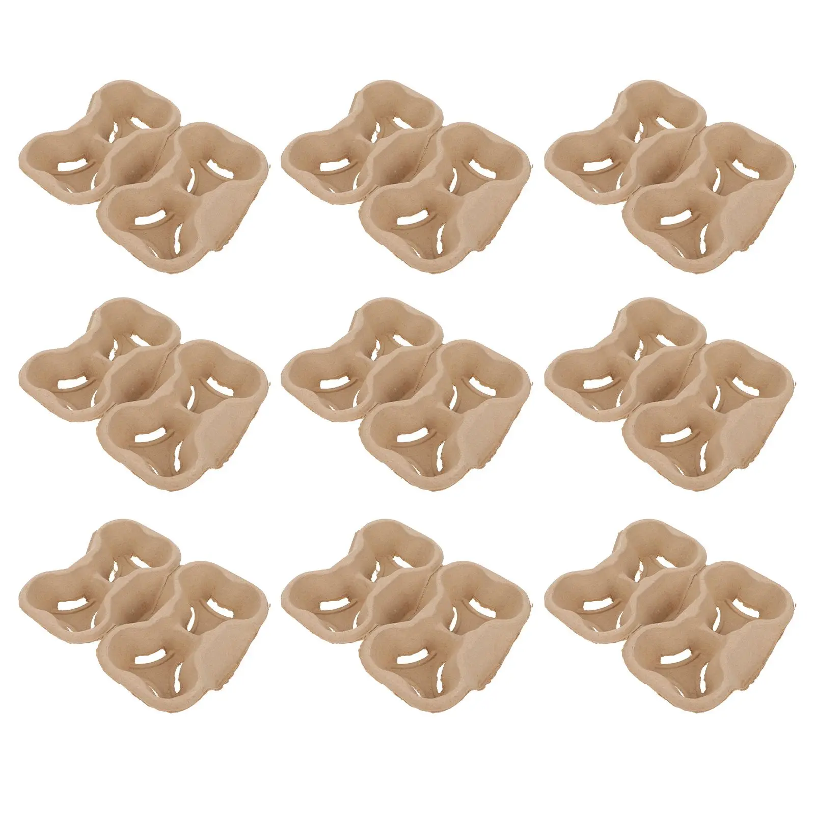 20 Pcs Paper Cup Holders Disposable Yellow Board Coffee Sleeves Stackable Four Hole Beverage Trays Eco Friendly Takeout Supplies