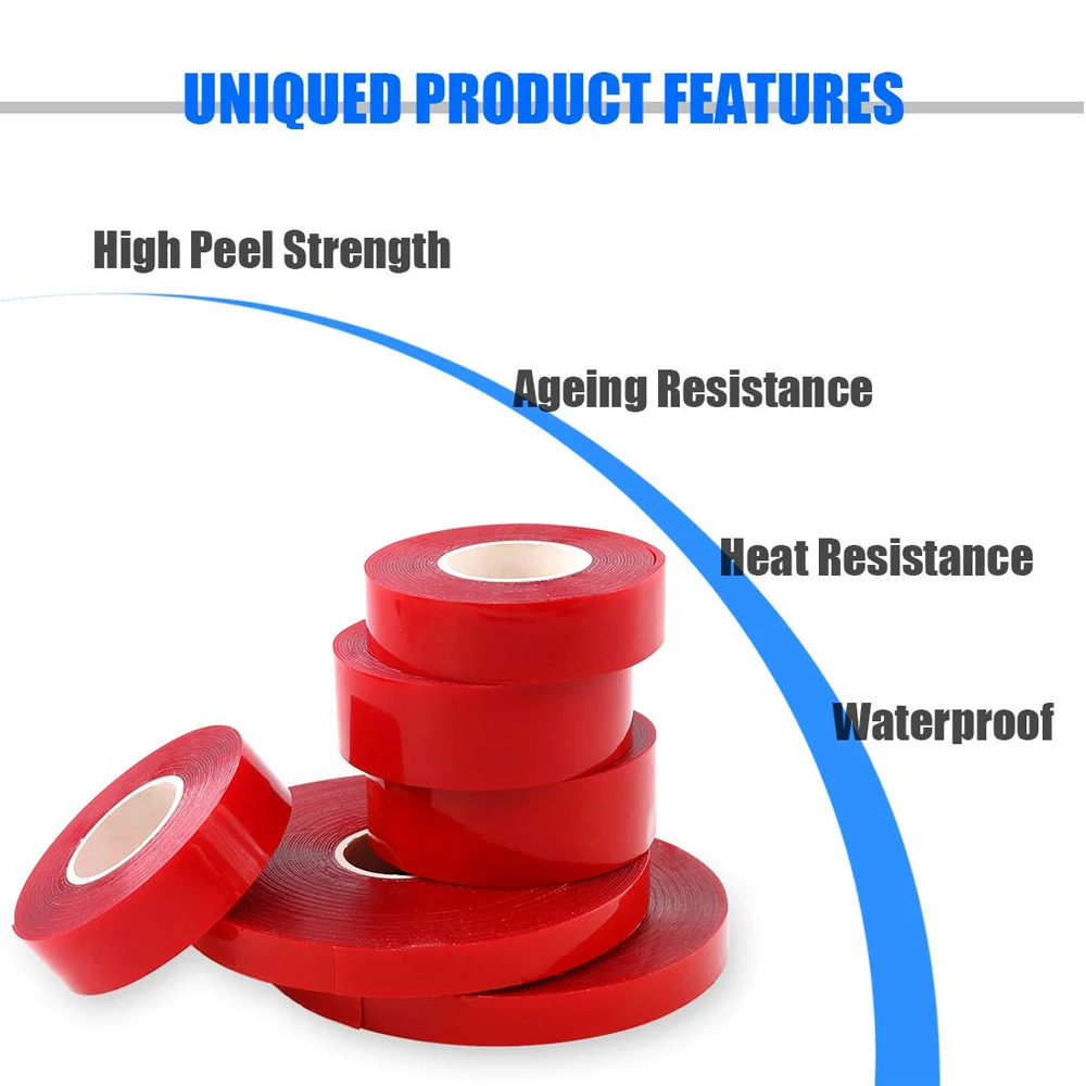 Cinta adhesiva transparente de doble cara de 10M, 5mm-35mm de ancho, cinta acrílica resistente al agua, tira de montaje sin rastro para decoración de pared