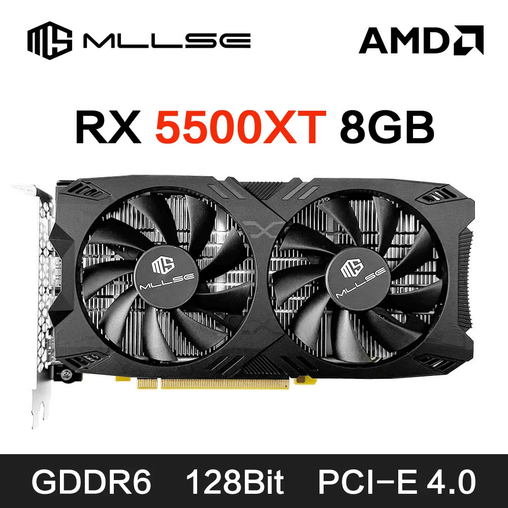 

Placa de estilo MLLSE AMC RX 5500XT, 8 ГБ, 7 нм, 128 бит, GDDR6, 8 контактов, PCI Express, 4,0x8, 1717 МГц, настольные игры