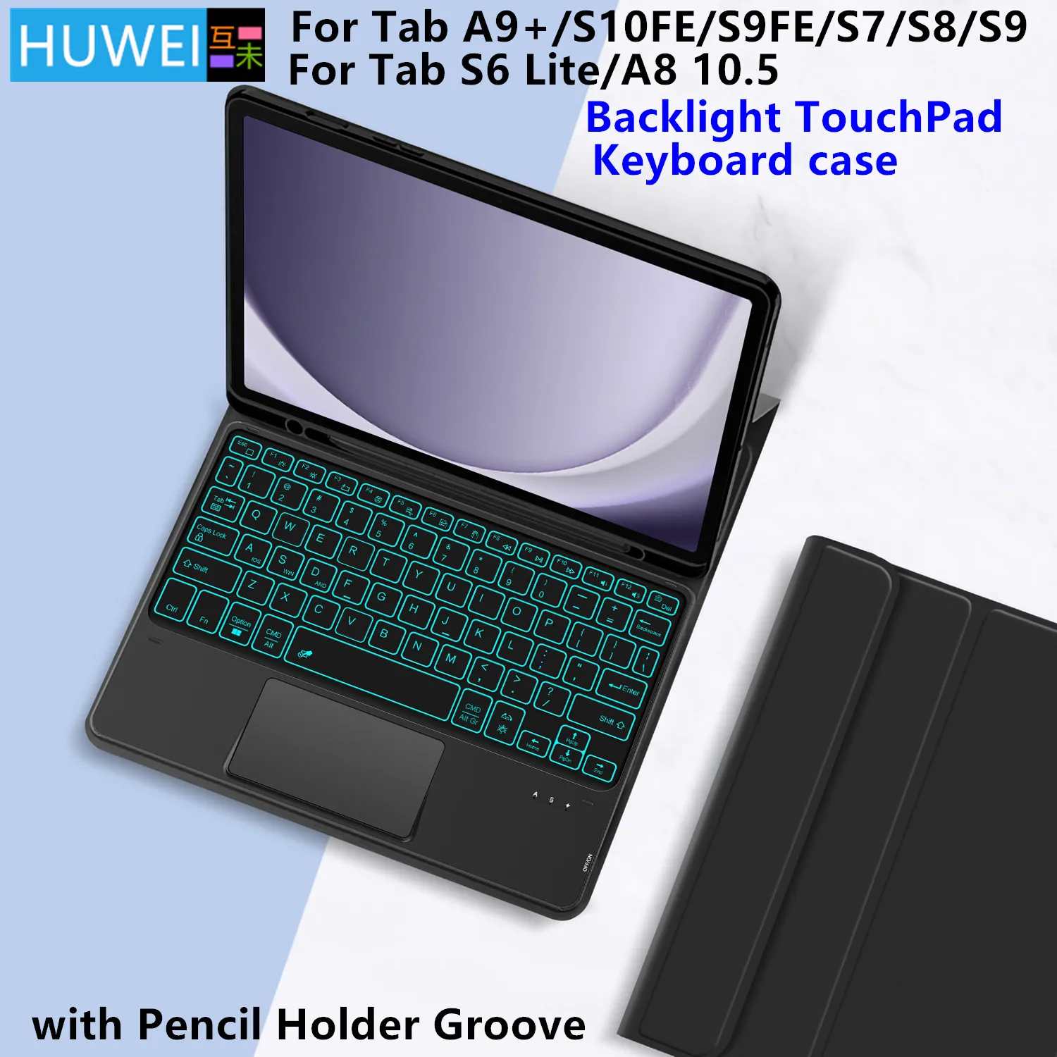 

For Samsung Galaxy Tab A9 Plus 11 inch SM-X210 X216 Case with Keyboard,Detachable Keyboard+Tablet Cover for Tab A9+ S9 S10 FE