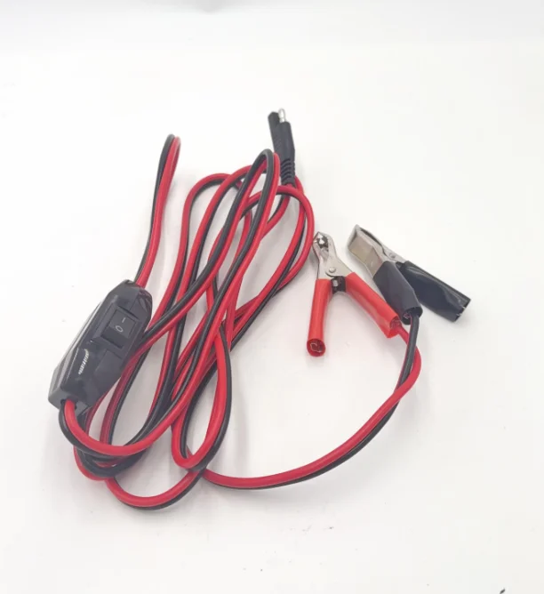 12AWG 8FT/2.5M SAE Battery Jump Start Cord with On/Off Switch Quick Break 12V 2Pin Alligator Clip Harness for Vehicle