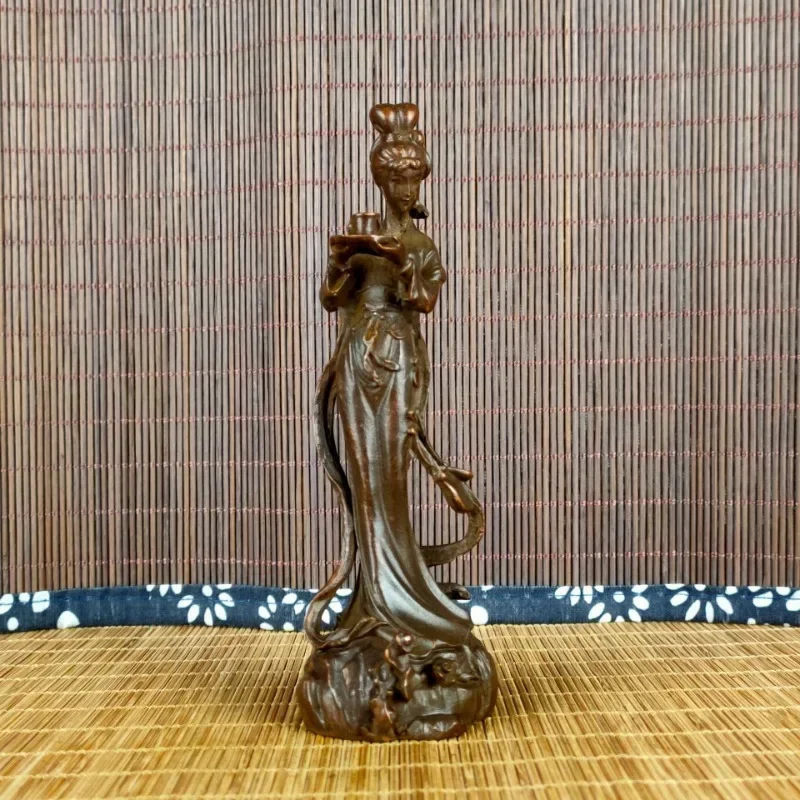 

Antique Copper Ancient Chinese Waitresses Figurines Ornaments Vintage Home Decors For Living Room Office Desk Decorations Crafts