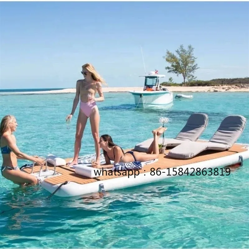 Portable Non-Slip PVC Inflatable Floating Dock Magic Carpet Floating Board for Lake River Fishing Platform