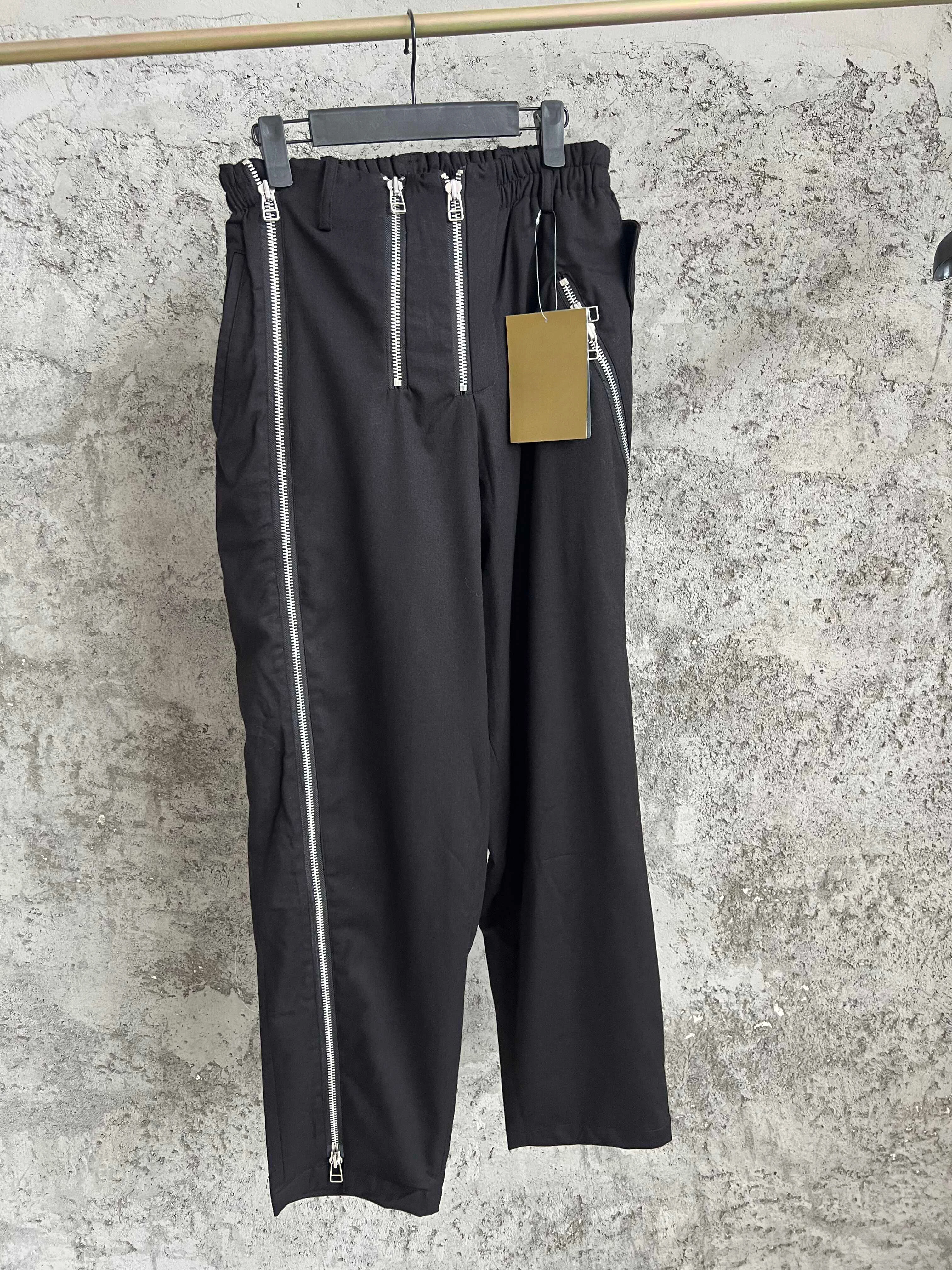 

TOP-YAMAMOTO Original design Casual lantern Yamamoto style wide-leg pants with lace-up, pleated and folded nine-inch pants
